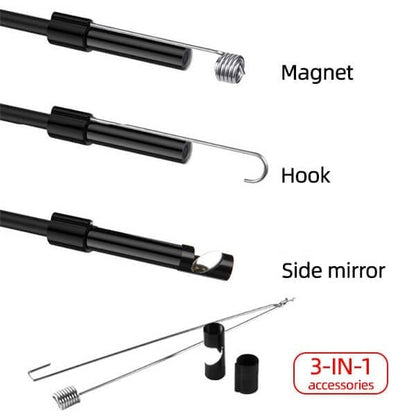 ✨ ENDÓSCOPO 3 EN 1 – Cámara HD 2.0MP con 6 Luces LED, Resistente al Agua IP67, Compatible con Smartphones para Inspección del Hogar y Proyectos DIY 📱🛠️