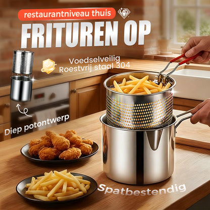 🔥 -50% ! 🍳 Freidora Multifunción de Acero Inoxidable 304 – Certificada Alimentaria – Diseño Antisalpicaduras & Cesta Filtrante para Papas Fritas y Pollo 🥟
