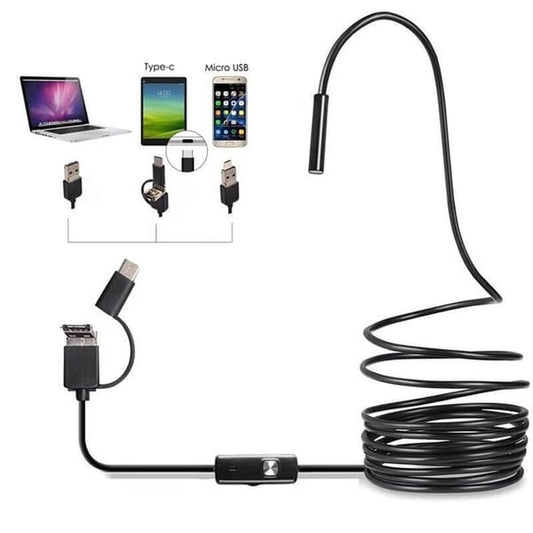 ✨ ENDÓSCOPO 3 EN 1 – Cámara HD 2.0MP con 6 Luces LED, Resistente al Agua IP67, Compatible con Smartphones para Inspección del Hogar y Proyectos DIY 📱🛠️