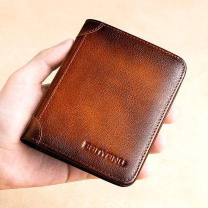💼 Cartera de Cuero Minimalista con Bloqueo RFID para Hombre – Delgada, Genuina y para el Día a Día