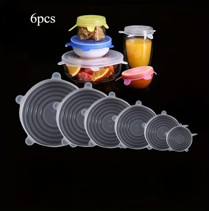 🔥 Tapas de Silicona Reutilizables para Alimentos – Pack de 6 Cubiertas Flexibles 🥣✨