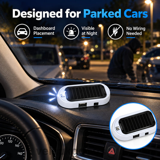 🚨 ¡50% OFF! 🚗 Lámpara LED Solar Antirrobo Compacta – Destello Automático Disuasorio