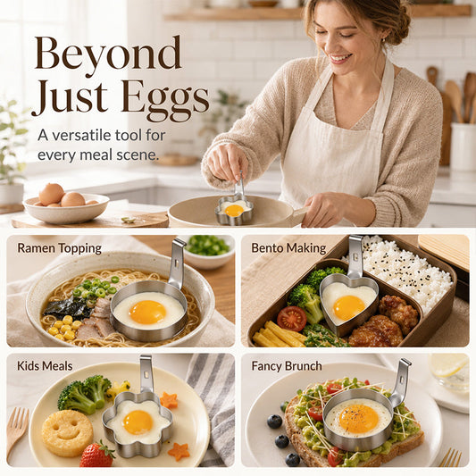 🥚🍳 Molde para Huevos de Acero Inoxidable 304 – Formas Divertidas para el Desayuno, Base Plana Antifugas y Diseño de Fácil Desmoldeo