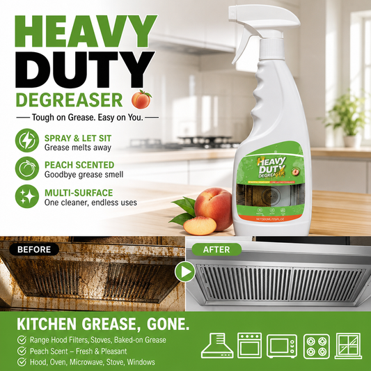 🏆 50% OFF! 🍑 Desengrasante de Cocina Potente – Disuelve la Grasa al Instante· Ideal para Campanas y Aroma a Melocotón – Un Spray· Cocina Impecable ✨