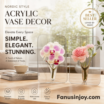 💐Compra 2 y lleva 1 gratis🎁 Florero Acrílico Transparente Estilo Nórdico | Elegante Soporte de Plantas para Escritorio y Decoración del Hogar | Centro de Mesa Moderno para Sala y Bodas