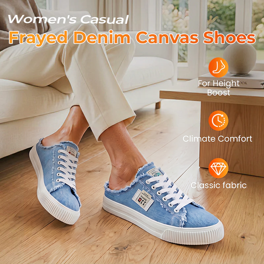 💟✨ ¡50% DESCUENTO POR TIEMPO LIMITADO! Zapatillas Mule de Tela Vaquera para Mujer – Diseño Sin Cordón, Suela con Plataforma y Estilo Casual Effortless