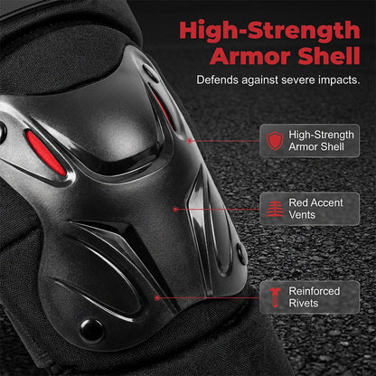 🛡️ ¡50% de descuento! Conjunto de rodilleras y coderas para moto · Carcasa rígida y diseño articulado