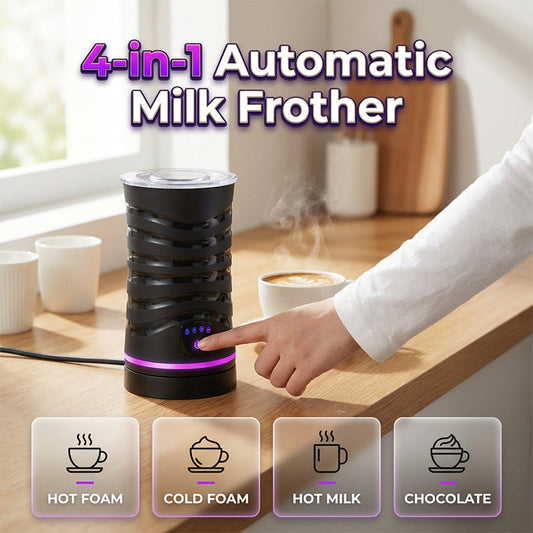 📢 ¡50 % DE DESCUENTO! Espumador de leche eléctrico 4 en 1 · Recipiente de 600 ml