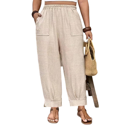 👖 ¡OFERTA POR TIEMPO LIMITADO 50% DTO! ✨ Pantalones Tobilleros con Dobladillo para Mujer – Corte Relajado, Cintura Elástica, Colores Sólidos 🍂