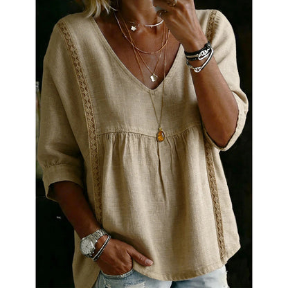 🎉 ¡50% DESCUENTO! 👚 Top Viral con Encaje y Cuello en V – Romance Susurrado, Gracia Imperio ✨