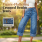 👖 ¡50% DTO. Haz tu preorden! 💙 Jeans Cortos de Pierna Ancha para Mujer – Cintura Alta con Botones y Corte Relajado – Denim Elástico, Perfecto para Looks Casuales o Chic ✨🌸