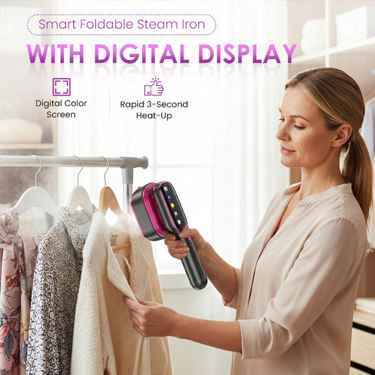 Plancha de Vapor Plegable Inteligente con Pantalla Digital