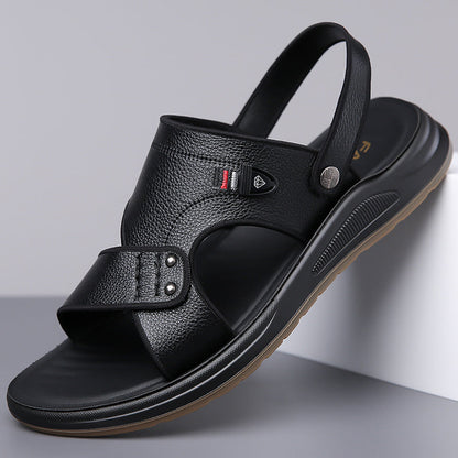 Sandalias de cuero para hombre: chanclas de doble uso para la playa y el aire libre