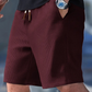 Shorts Casuales de Punto Waffle para Hombre con Cordón
