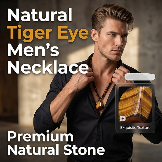 🕁50% DE DESCUENTO AHORA🧁Collar de Cuentas de Ojo de Tigre Natural para Hombre – Joyería Elegante de Piedra de Energía para el Día a Día y como Regalo