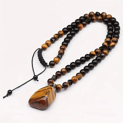 🕁50% DE DESCUENTO AHORA🧁Collar de Cuentas de Ojo de Tigre Natural para Hombre – Joyería Elegante de Piedra de Energía para el Día a Día y como Regalo
