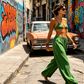 Pantalones informales de corte ancho para mujer