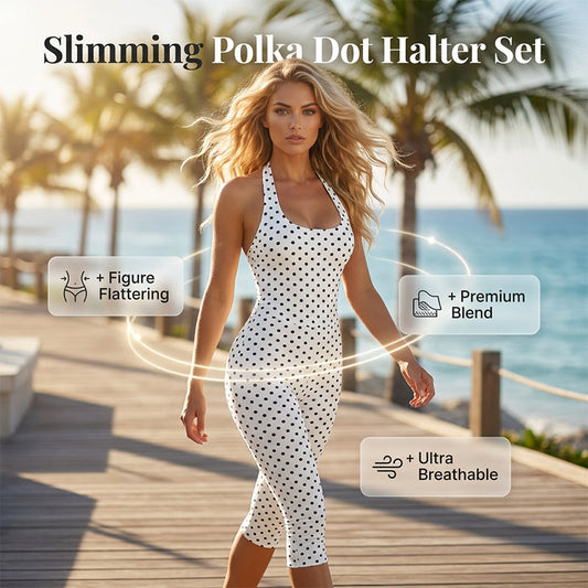 Conjunto de Top Halter con Lunares y Pantalones para Mujer