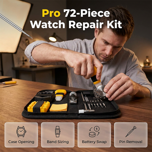 🎉 Venta 2026 — ¡Más de 26,000 Vendidos! 💞 Kit Completo de Reparación de Relojes de 72 Piezas – Precisión Profesional 🛠️