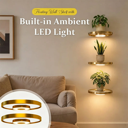 ⏳¡Oferta limitada 50% de descuento!⏰ Estante Flotante de Pared con Luz LED Ambiental Integrada 🪴🛋️