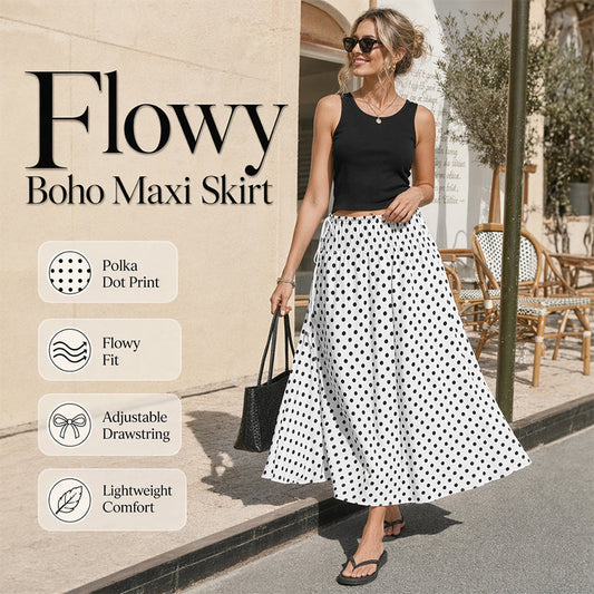 ⏳¡50% de DESCUENTO por Tiempo Limitado⏰ Falda Midi de Lunares para Mujer 🌟👗