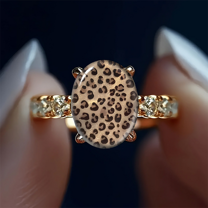 🎉 Rebajas 2026 — ¡Más de 44 000 vendidos! 💍 Anillo Ovalado Vintage con Estampado de Leopardo – Estilo Llamativo y Piedras Brillantes 🐆
