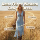 Vestido Slim Sin Mangas con Flecos Estilo Western Retro