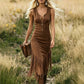 Vestido Slim Sin Mangas con Flecos Estilo Western Retro