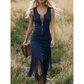 Vestido Slim Sin Mangas con Flecos Estilo Western Retro