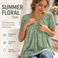 Top Floral de Manga Corta con Cuello Redondo para Mujer