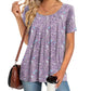 Top Floral de Manga Corta con Cuello Redondo para Mujer