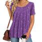 Top Floral de Manga Corta con Cuello Redondo para Mujer