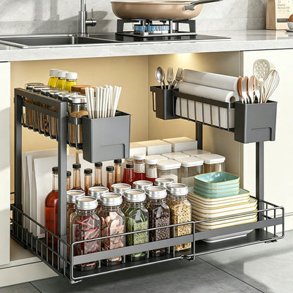 🛍️ 50% DESCUENTO – Estantería de Cocina Extensible – cajón deslizante, ahorra espacio y versátil para armarios, despensa y encimeras 🍳