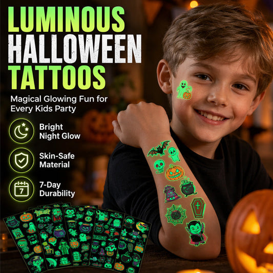 🎃💡 ¡Ilumina tu Look de Halloween! Tatuajes Temporales Fluorescentes que Brillan en la Oscuridad | Resistentes al Agua y Accesorios Divertidos para Fiestas