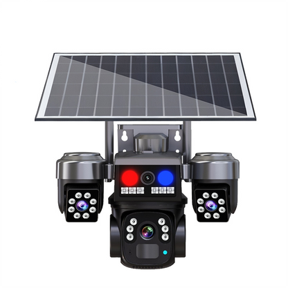 🔋 ¡50% DESCUENTO – Cámara de Vigilancia Solar Inalámbrica – 3 Objetivos, 3 Imágenes Simultáneas, Visión Nocturna, IP66 – Perfecta para Casa y Jardín ☀️