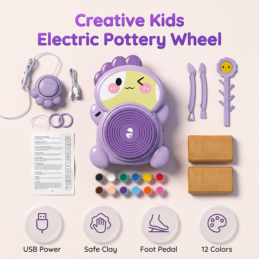 Kit de Torno de Alfarero Eléctrico para Niños – Arcilla y Manualidades DIY