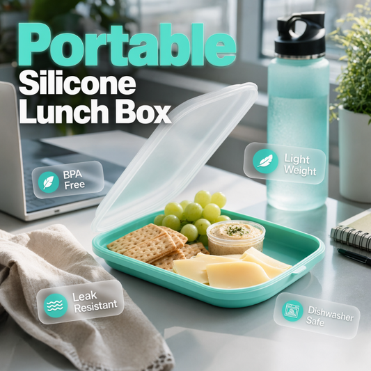 🍱 Fiambrera de Silicona Portátil Apta para Alimentos – Flexible, Hermética y Fácil de Limpiar – Ideal para Trabajo, Escuela y Viajes ✨