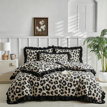 🐆 ¡50% DE DESCUENTO AHORA! 🛏️ Juego de Funda Nórdica Estampado Leopardo con Volantes – Tela Suave, Detalles Elegantes y Diseño Atrevido – Perfecto para una Renovación Acogedora del Dormitorio ✨