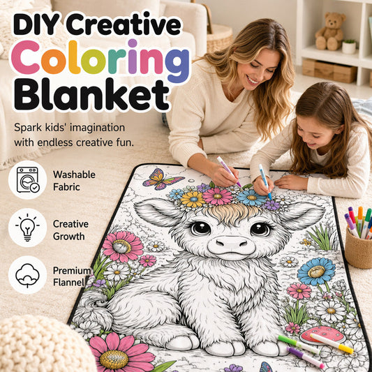 🎨 Manta para Colorear DIY para Niños – Franela Lavable, Diseños Creativos y Diversión en Familia