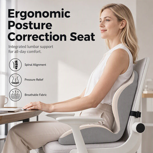 🪑 Cojín de Asiento Ergonómico de Espuma Viscoelástica con Soporte Lumbar – Comodidad Todo el Día, Perfecto para Oficina, Coche y Hogar ✨