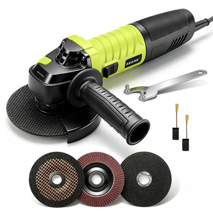 ⚡ Amoladora Angular SEESE 5" 8A – 6 Velocidades Variables, 11000 RPM 🛠️ 🔧 Incluye Discos de Corte, Disco Lamé y Mango Auxiliar 💪 Perfecta para Cortar, Esmerilar, Pulir y Eliminar Óxido