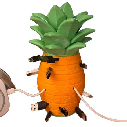 Organizador de Cables de Escritorio con Diseño de Piña Creativa