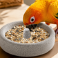 Comedero de roca volcánica para aves con superficie rugosa · 2 en 1