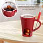 Taza de cerámica para fondue de chocolate y queso · 200 ml · Con tenedor