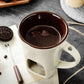 Taza de cerámica para fondue de chocolate y queso · 200 ml · Con tenedor