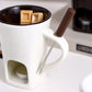 Taza de cerámica para fondue de chocolate y queso · 200 ml · Con tenedor