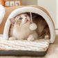 🐱🕳️ ¡TIEMPO LIMITADO 50% DESCUENTO! 🔮 Túnel y Cama de Felpa 3 en 1 para Gatos – Tres Entradas Divertidas· Juguetes Pom-Pom Interactivos y Alfombrilla a Cuadros ✨