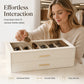 🕶️ Caja organizadora para gafas · Revestimiento de PU · Forro aterciopelado y ventana de cristal
