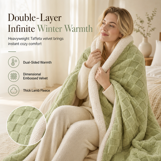 🌸 50% OFF NOW! 🌸 Manta de Forro Polar Doble Capa Extra Gruesa con Acabado Sherpa y Franela Cálida