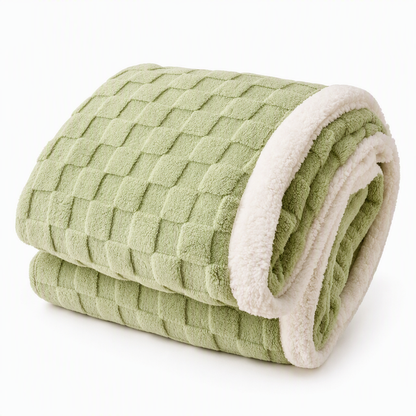 🌸 50% OFF NOW! 🌸 Manta de Forro Polar Doble Capa Extra Gruesa con Acabado Sherpa y Franela Cálida